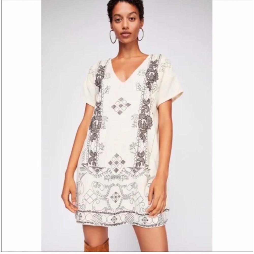 Free People Glimmering Embroidered Lights Dress In Natural Size S